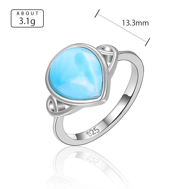 Larimar Teardrop Ring in 925 Sterling Silver