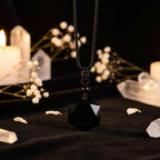 Black Obsidian Hexagram Pendant Necklace — Sacred Geometry Protection Amulet