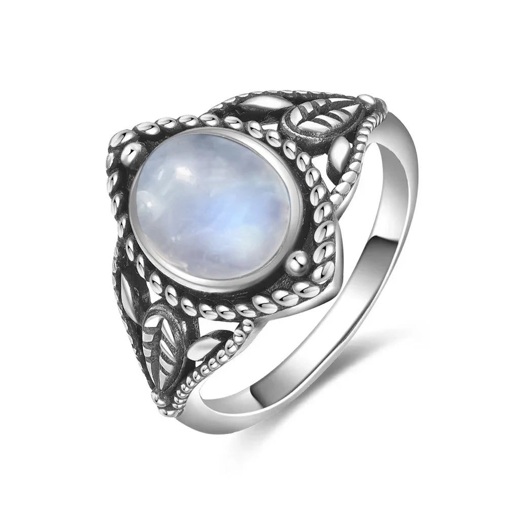 Moonstone 925 Silver Ring | Natural Gemstone Ring