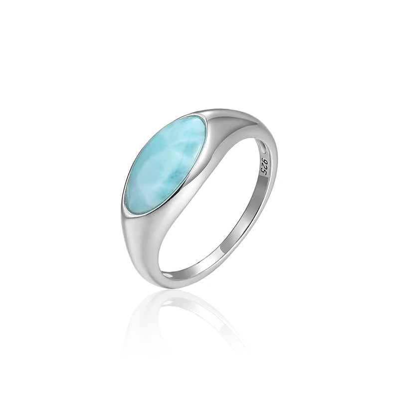 Larimar Inlay Dome Ring in 925 Sterling Silver