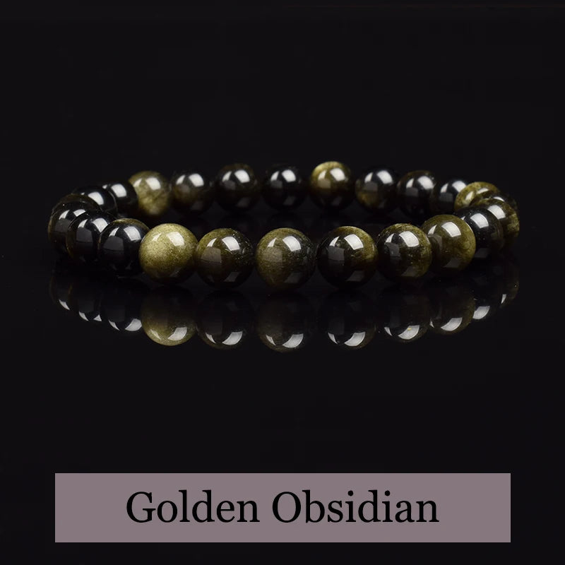Golden & Silver Obsidian Crystal Bracelet — Protection & Grounding
