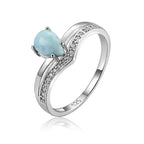Larimar Pear-Cut Ring, Wave Pavé Band