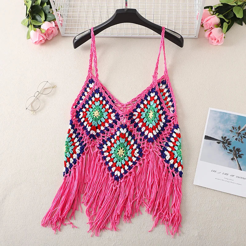 Boho Crochet Fringe Crop Top