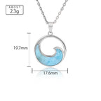 Larimar Ocean Wave Pendant Necklace in 925 Sterling Silver
