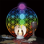 Rainbow Flower of Life Altar Cloth — Sacred Geometry Tarot Mat