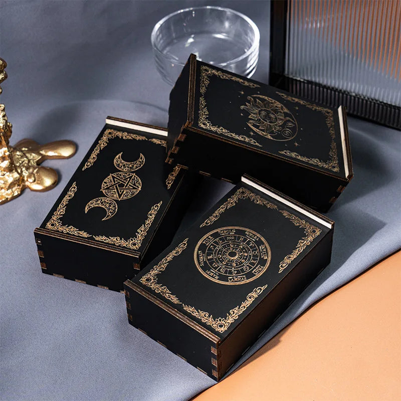 Black Lacquered Tarot Box with Gold Sacred Symbol | Choose Your Design