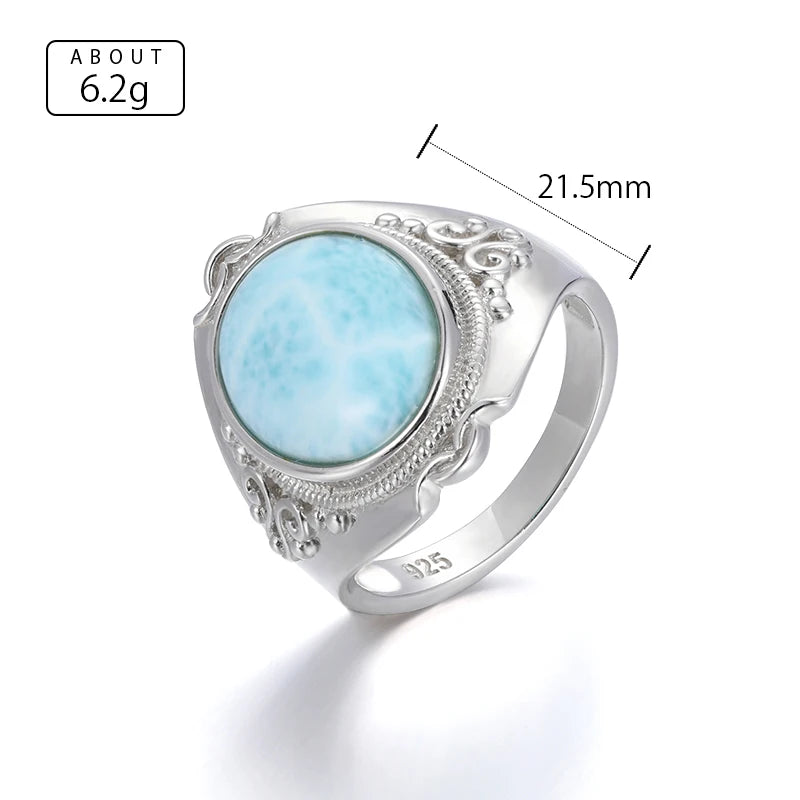 Larimar Statement Ring, Retro Silver Frame