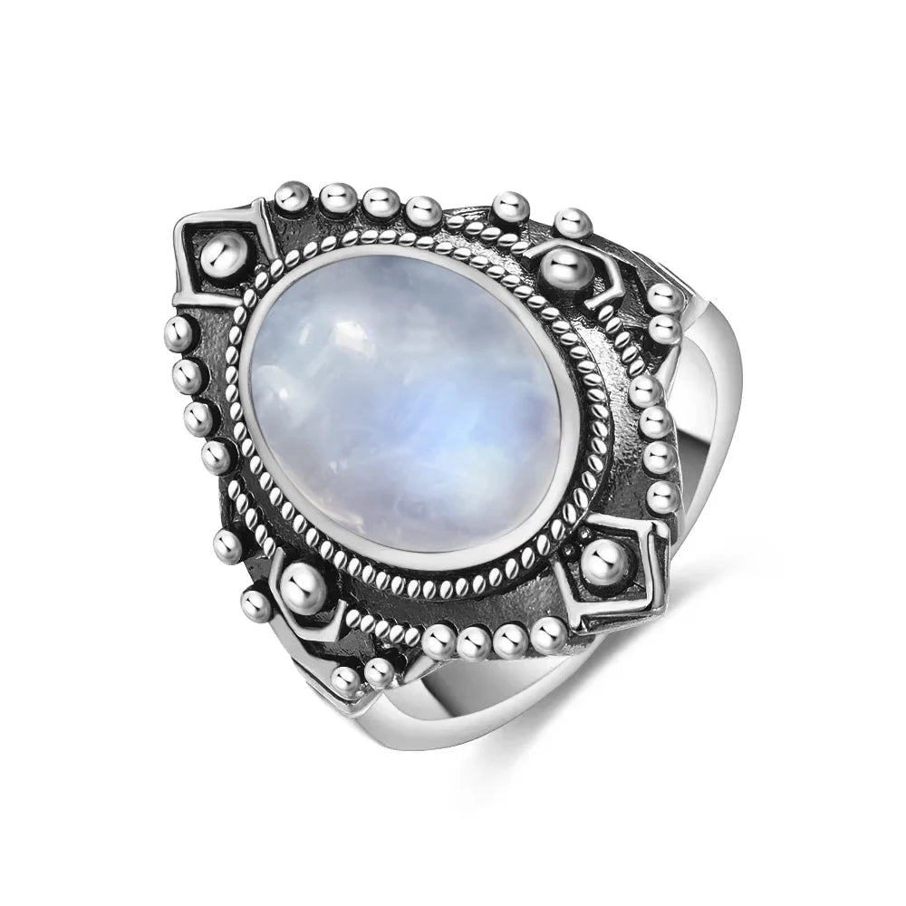 Moonstone 925 Silver Ring | Natural Gemstone Ring