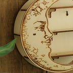 Moon Face Round Wall Shelf – Wooden Crystal Display