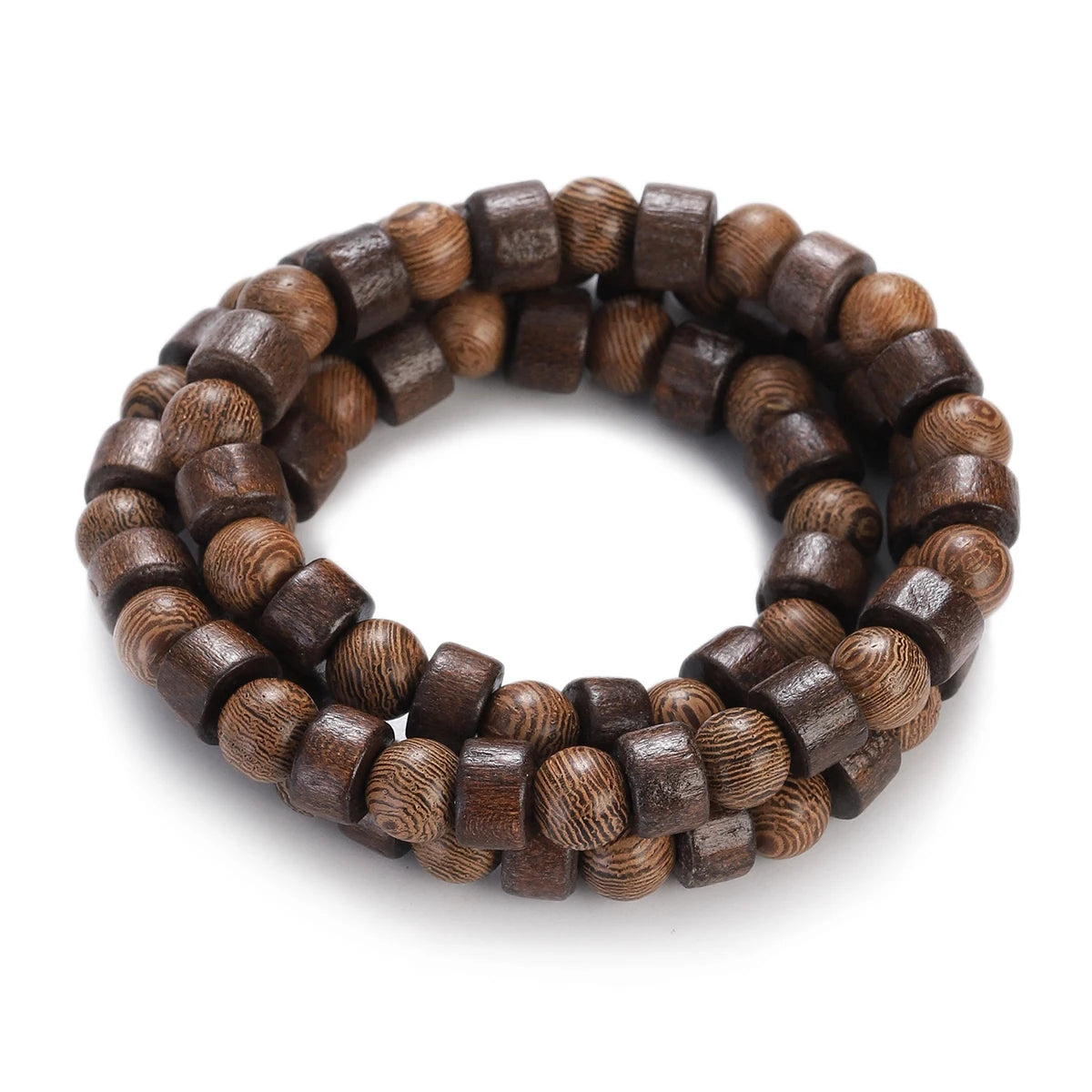 Wood Bead Buddha Om Lotus Charm Bracelet | Tibetan Mala Yoga Bracelet
