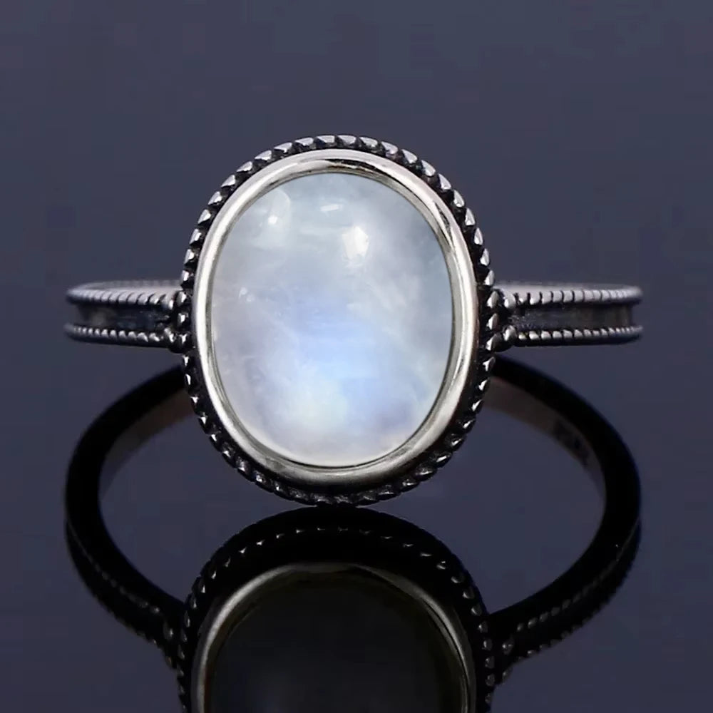 Moonstone 925 Silver Ring | Natural Gemstone Ring