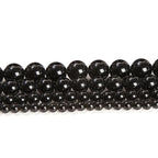 Black Obsidian Round Beads — Natural Stone for Jewelry Making