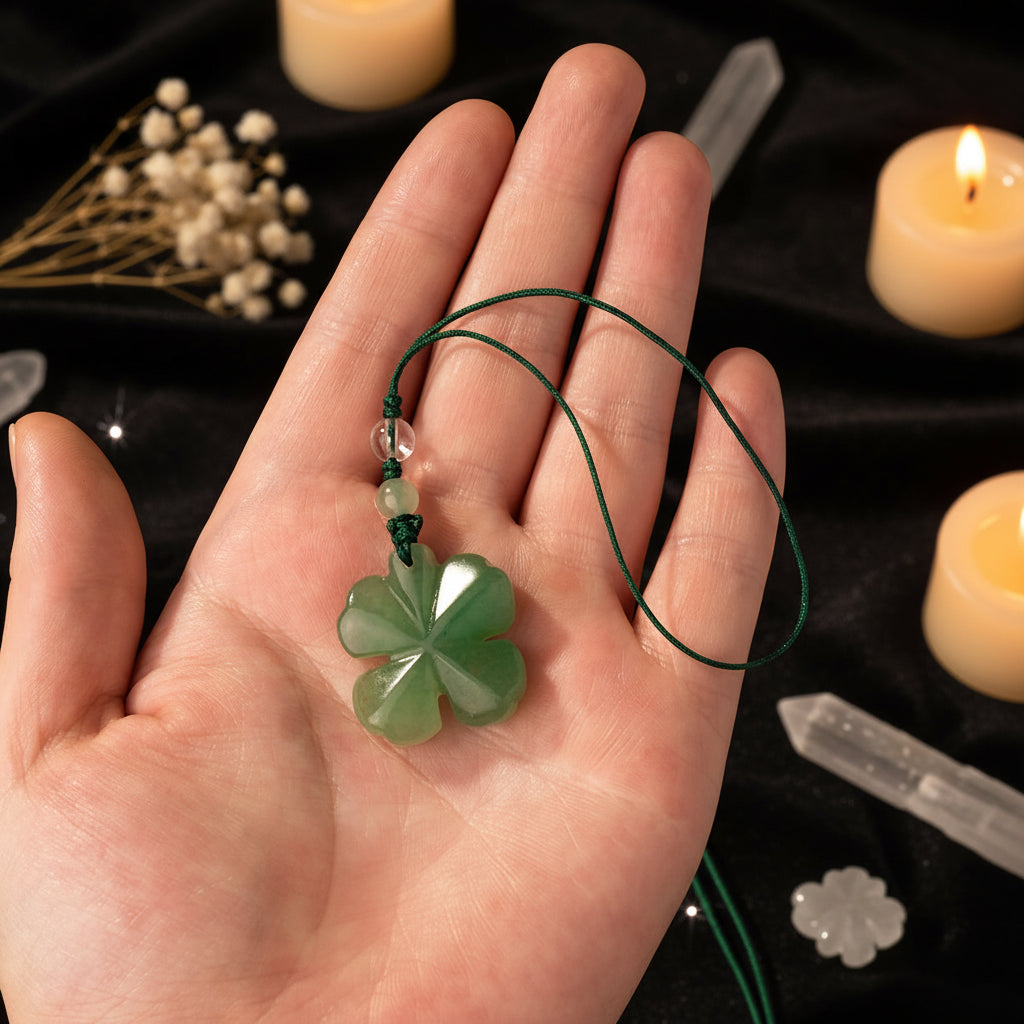 Aventurine Four Leaf Clover Crystal Keychain
