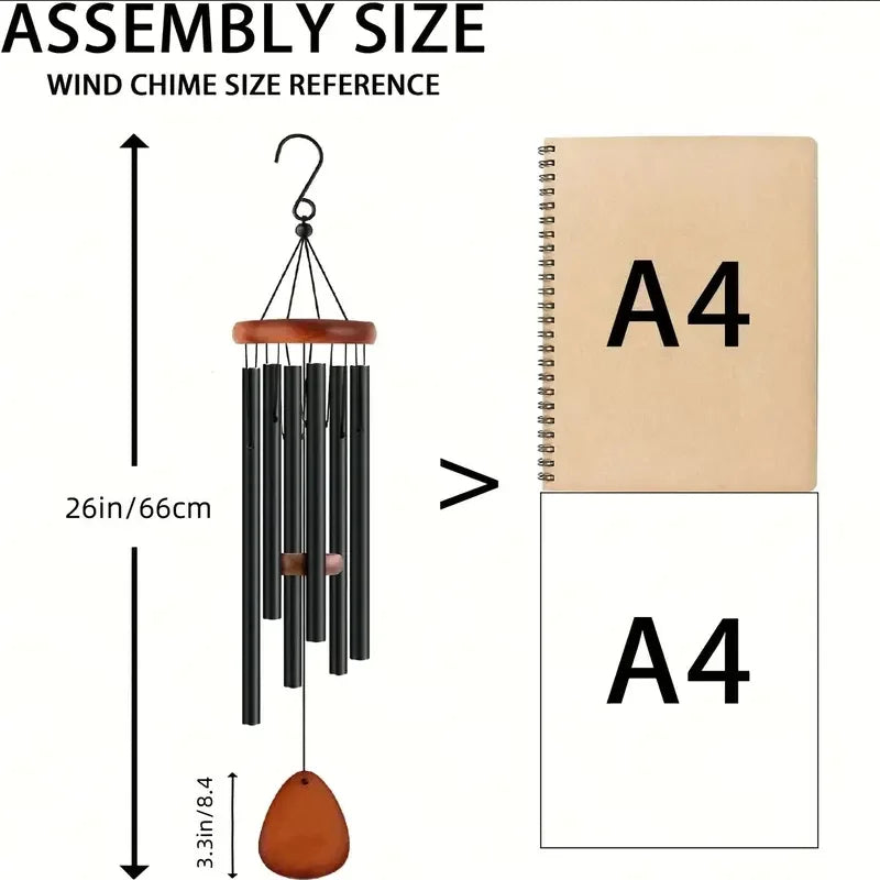 Retro Wind Chime | Aluminum Tube Outdoor Chime in Gold, Silver & Black