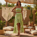 Floral Print High-Low Boho Maxi Skirt