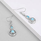 Larimar Filigree Medallion Drop Earrings, 925 Sterling Silver