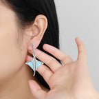 Larimar Stingray Drop Earrings, 925 Sterling Silver