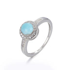 Larimar Round Halo Ring in 925 Sterling Silver