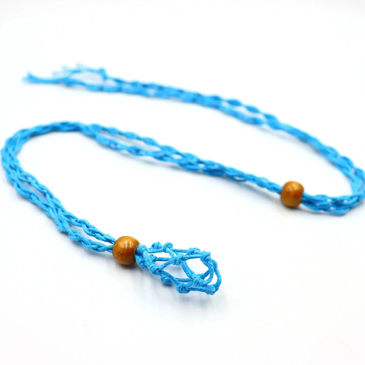 Macramé Mesh Pocket Crystal Necklace Cord | Adjustable Braided Pendant Holder