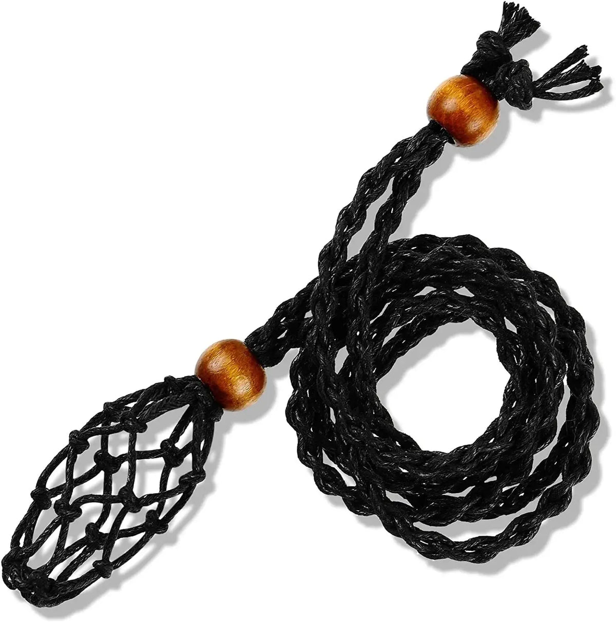 Macramé Mesh Pocket Crystal Necklace Cord | Adjustable Braided Pendant Holder