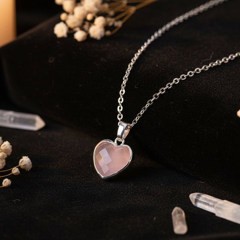 Heart Rose Quartz Pendant Necklace – Love, Compassion & Gentle Healing