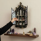Gothic Church Arch Crystal Display Shelf – Wooden Wall Organizer