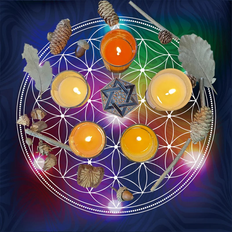 Rainbow Flower of Life Altar Cloth — Sacred Geometry Tarot Mat