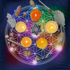 Rainbow Flower of Life Altar Cloth — Sacred Geometry Tarot Mat