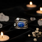 Lapis Lazuli Vintage Oval Ring | Antique Silver | Natural Gemstone