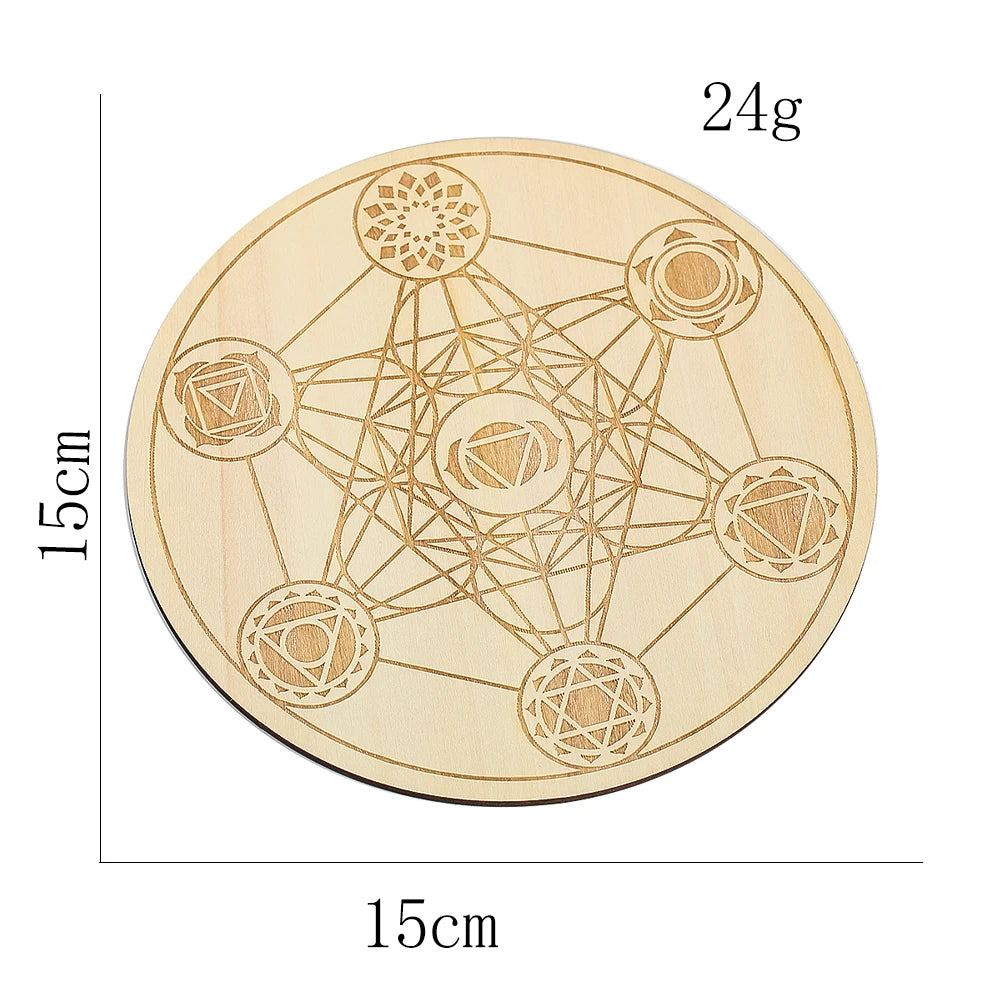 Metatron's Cube Crystal Grid Board | Sacred Geometry Wood Altar Plate