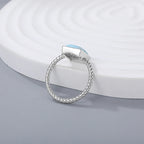 Square Larimar Rope Band Ring in 925 Sterling Silver