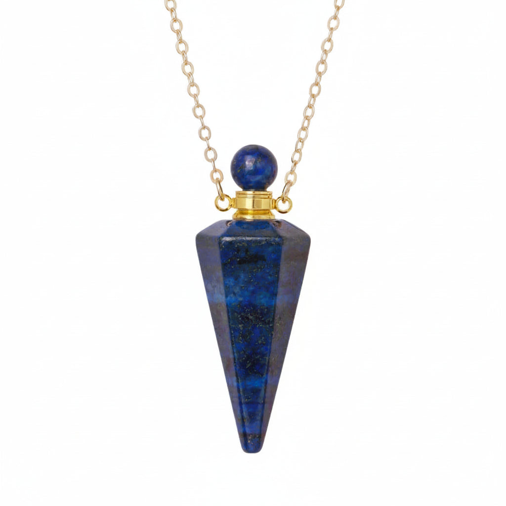 Crystal Essential Oil Diffuser Necklace — Natural Gemstone Healing Pendant