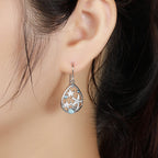 Larimar Filigree Teardrop Earrings in 925 Sterling Silver