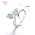 Larimar Leaf Cluster Open Ring in 925 Sterling Silver