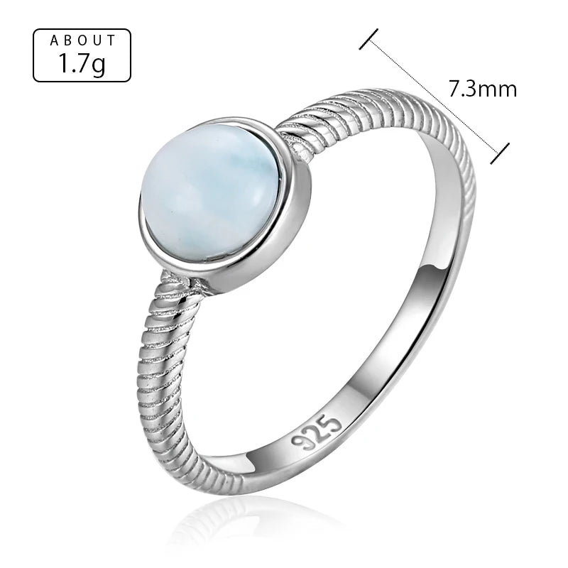 Larimar Round Ring, Rope Texture Band