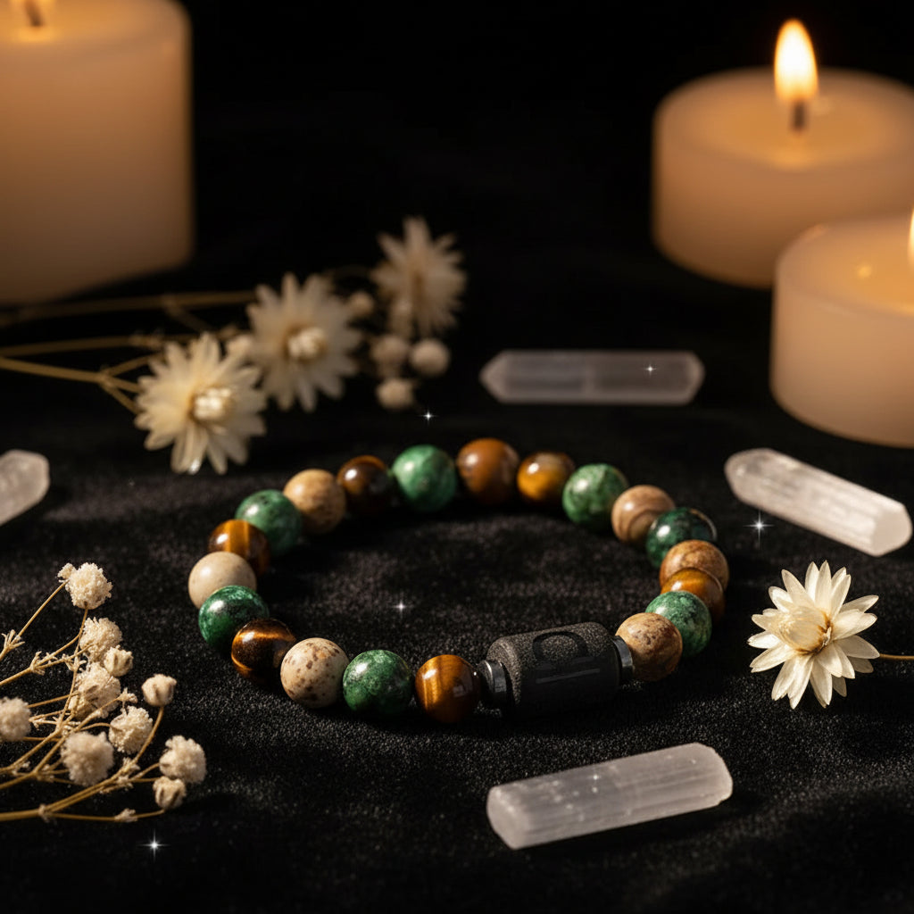 Zodiac Sign Natural Stone Bracelet | 12 Signs | Tiger Eye & Gemstone Beads