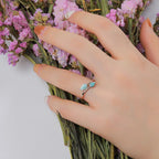 Larimar Two Stone Duo Ring in 925 Sterling Silver
