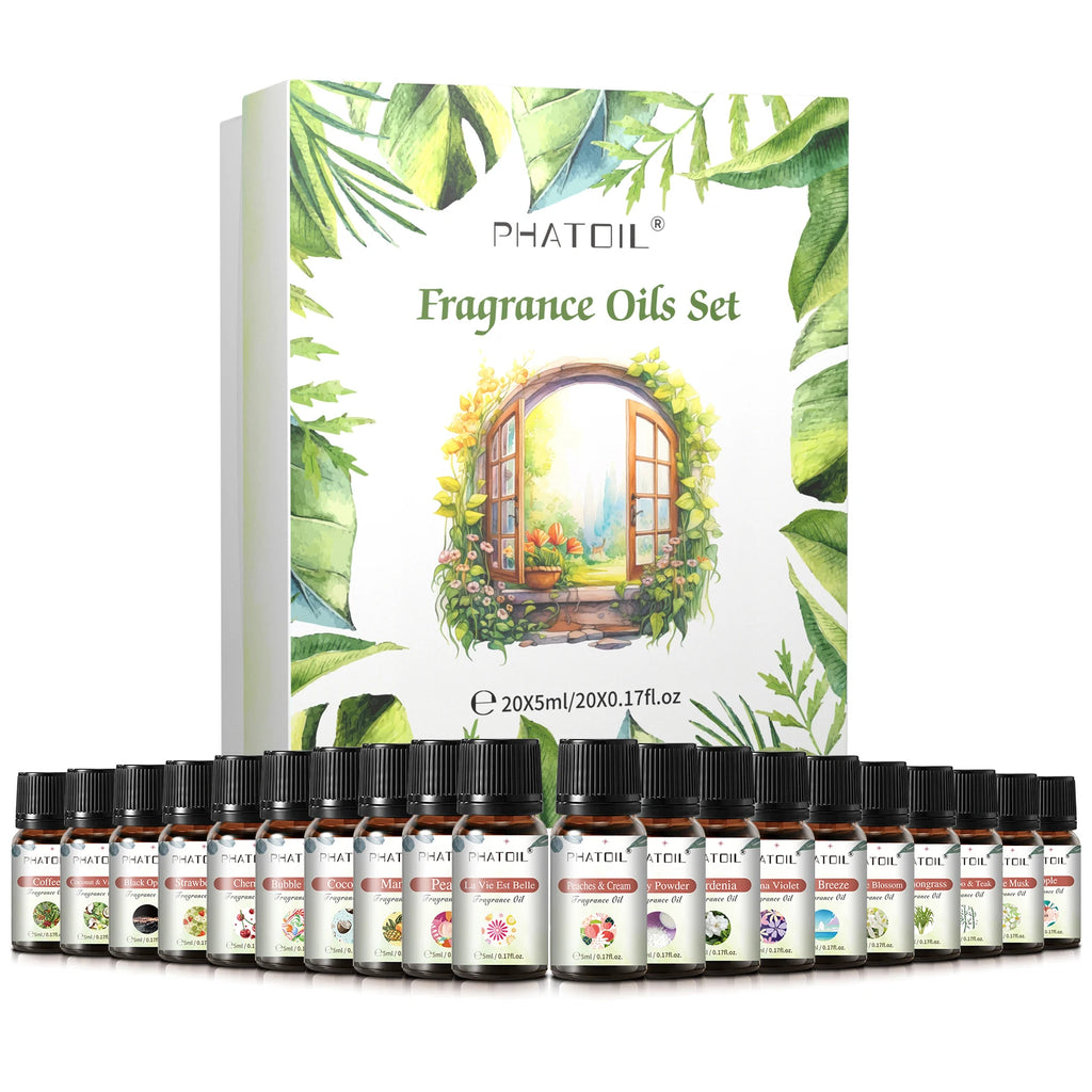 20-Pack Fragrance Oil Set | 5ml Aromatherapy & Diffuser Oils