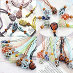Macramé Mesh Pocket Crystal Necklace Cord | Adjustable Braided Pendant Holder