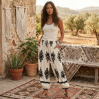 Boho Floral Print Wide-Leg Bloomer Pants