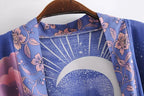 Star & Moon Floral Batwing Kimono Robe