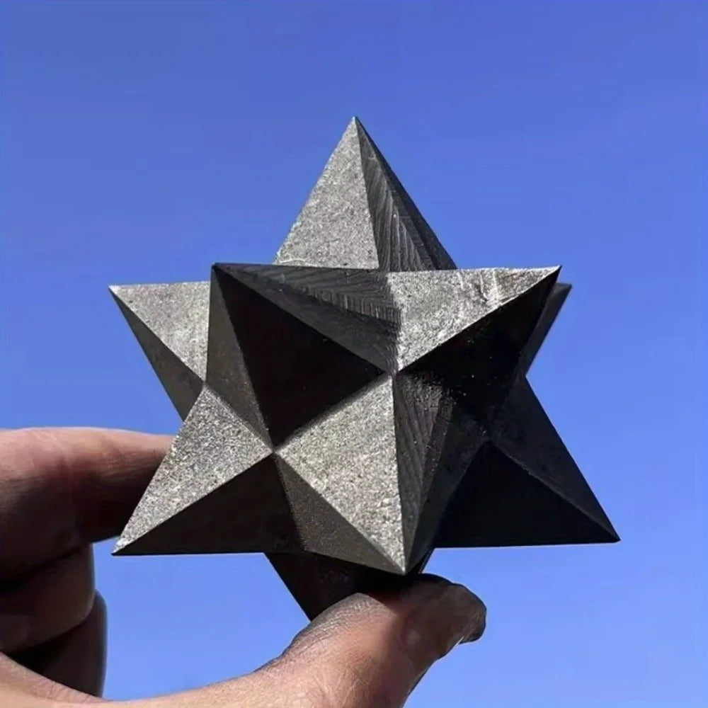 Shungite Merkaba Star | Hand-Carved Sacred Geometry Crystal
