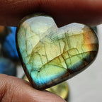 Labradorite Heart Cabochon Set | Natural Flashy Stone
