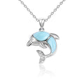 Larimar Dolphin Pendant Necklace, 925 Sterling Silver