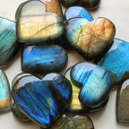 Labradorite Heart Cabochon Set | Natural Flashy Stone
