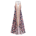 Bohemian Floral Open-Back High-Low Dress
