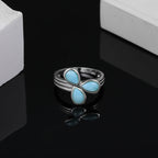 Larimar Three-Petal Clover Ring