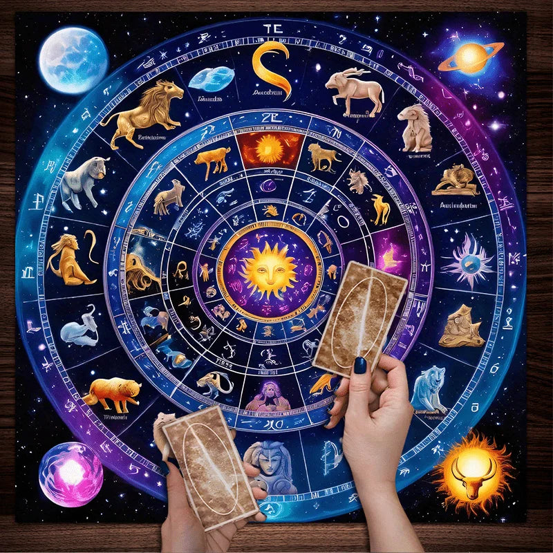 Celestial Zodiac Altar Cloth — 12 Signs Astrology Tarot Mat