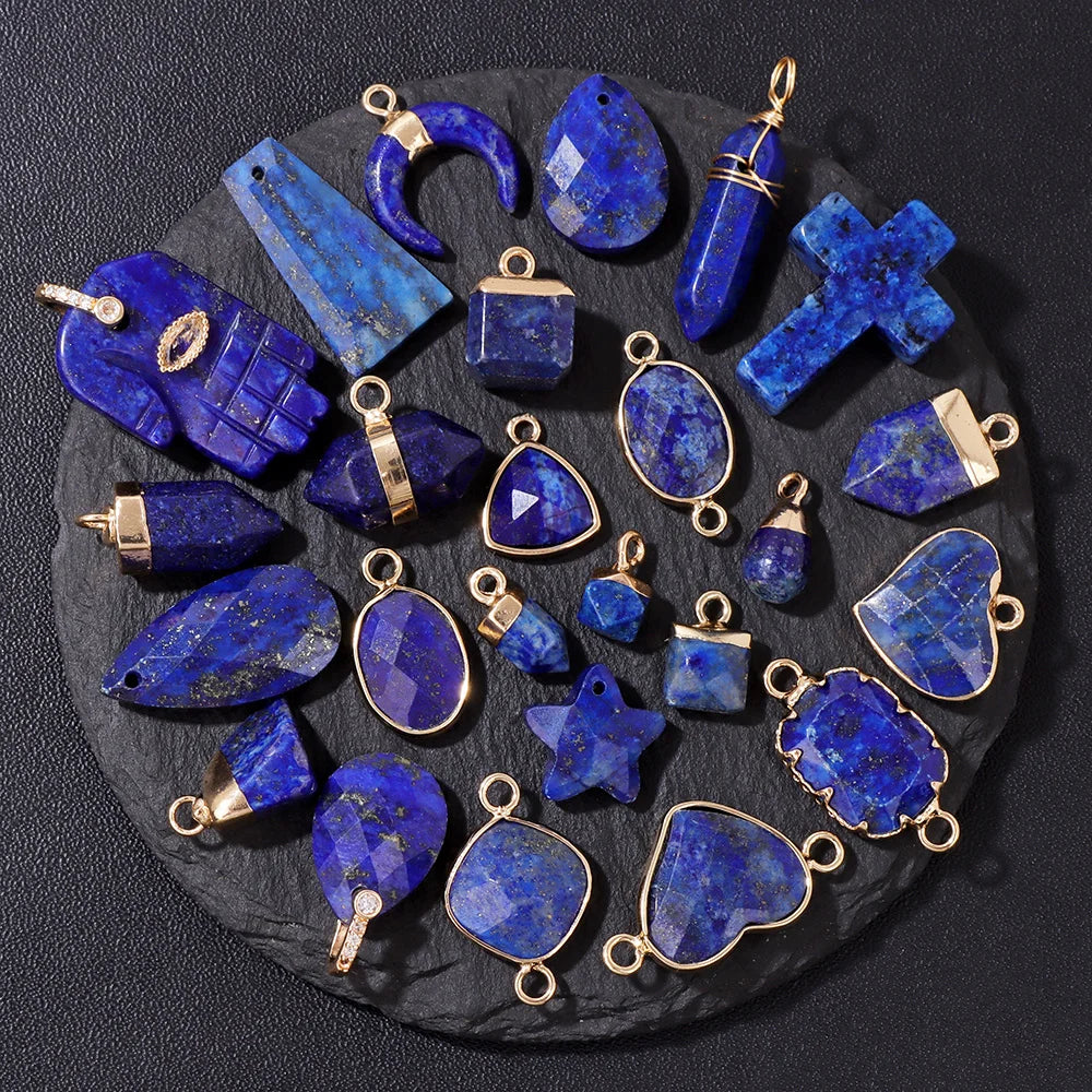 Lapis Lazuli Gemstone Charms & Connectors | Natural Stone Jewelry Making Supplies