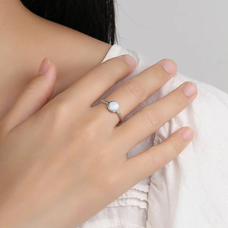 Larimar Round Ring, Rope Texture Band